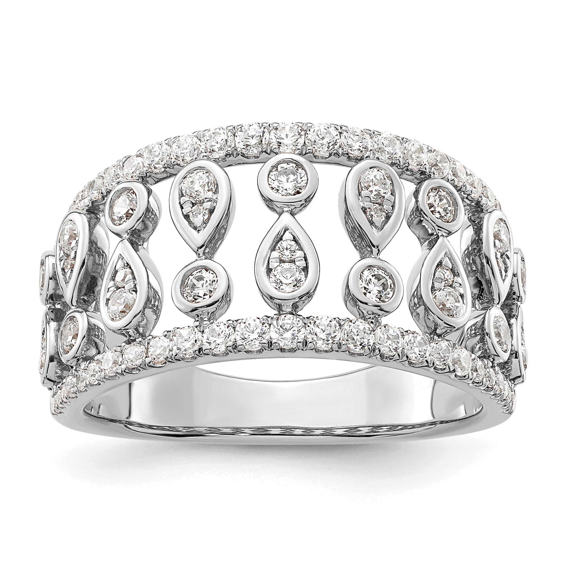 14k White Gold 3/4 carat Lab Grown Diamond VS/SI+ G+ Complete Fashion Ring