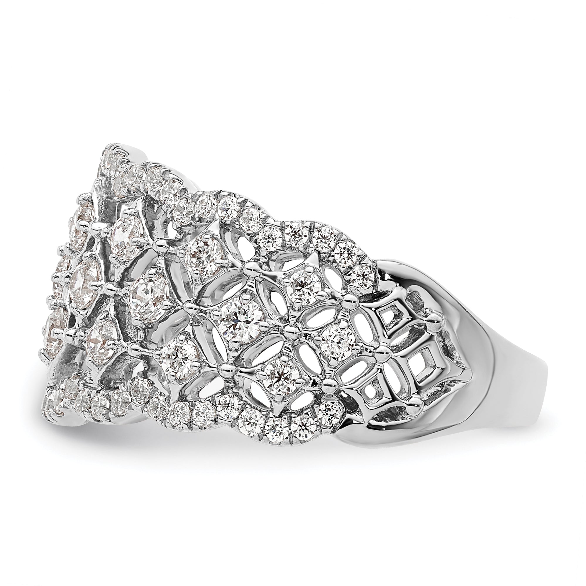 14k White Gold 1 carat Lab Grown Diamond VS/SI+ G+ Complete Fashion Ring
