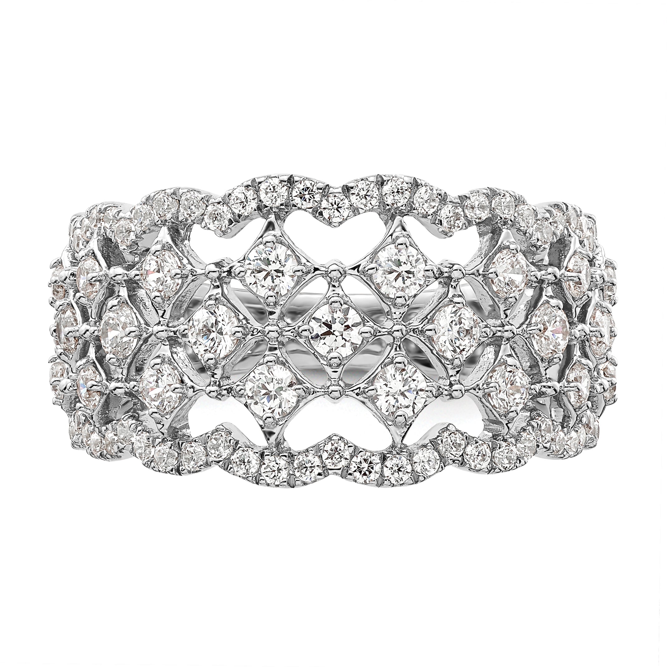 14k White Gold 1 carat Lab Grown Diamond VS/SI+ G+ Complete Fashion Ring