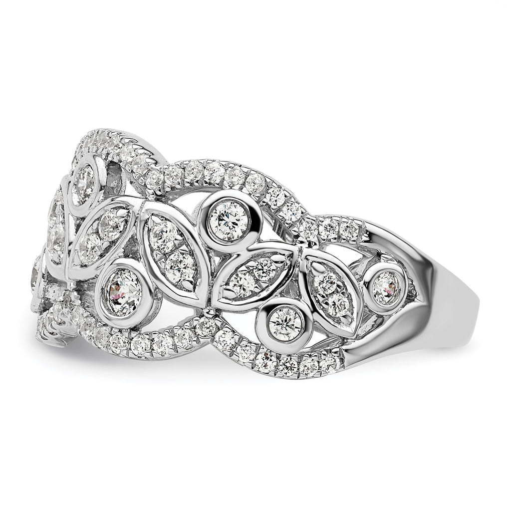 14k White Gold 7/8 carat Lab Grown Diamond VS/SI+ G+ Complete Fashion Ring