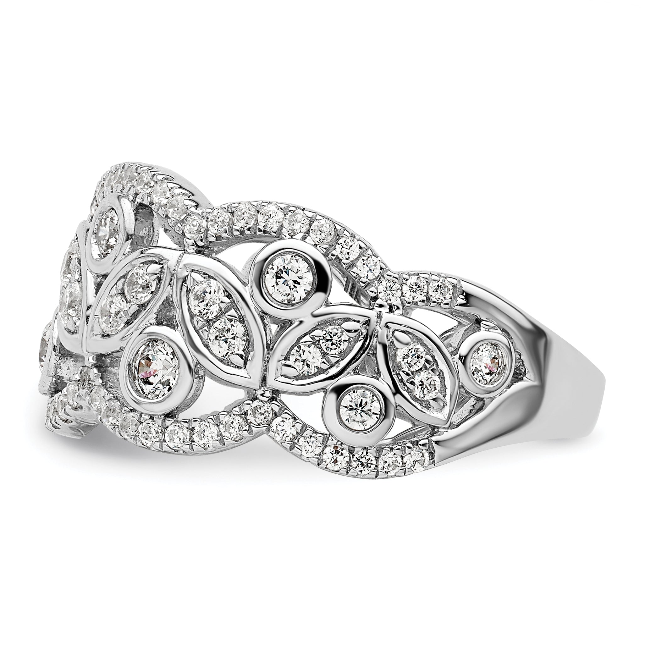 14k White Gold 7/8 carat Lab Grown Diamond VS/SI+ G+ Complete Fashion Ring