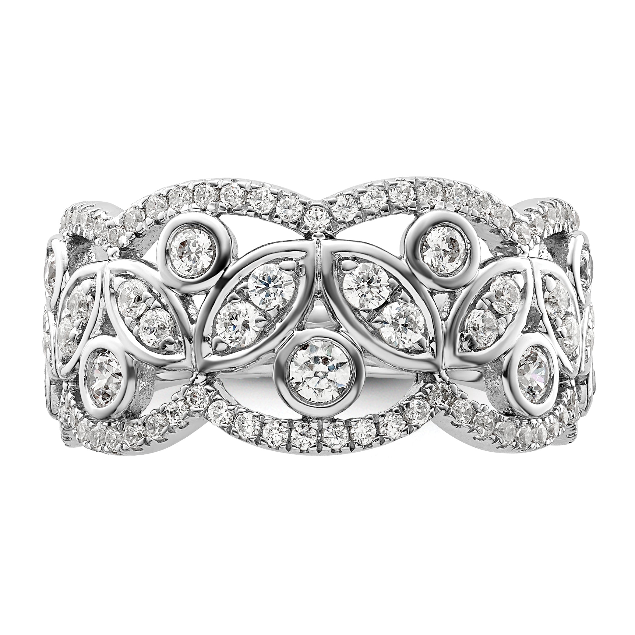14k White Gold 7/8 carat Lab Grown Diamond VS/SI+ G+ Complete Fashion Ring