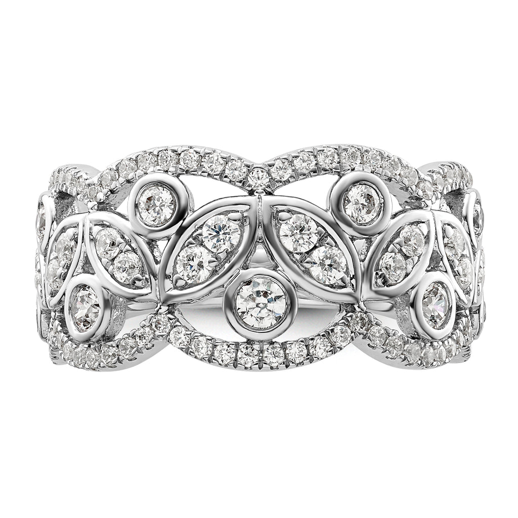 14k White Gold 7/8 carat Lab Grown Diamond VS/SI+ G+ Complete Fashion Ring