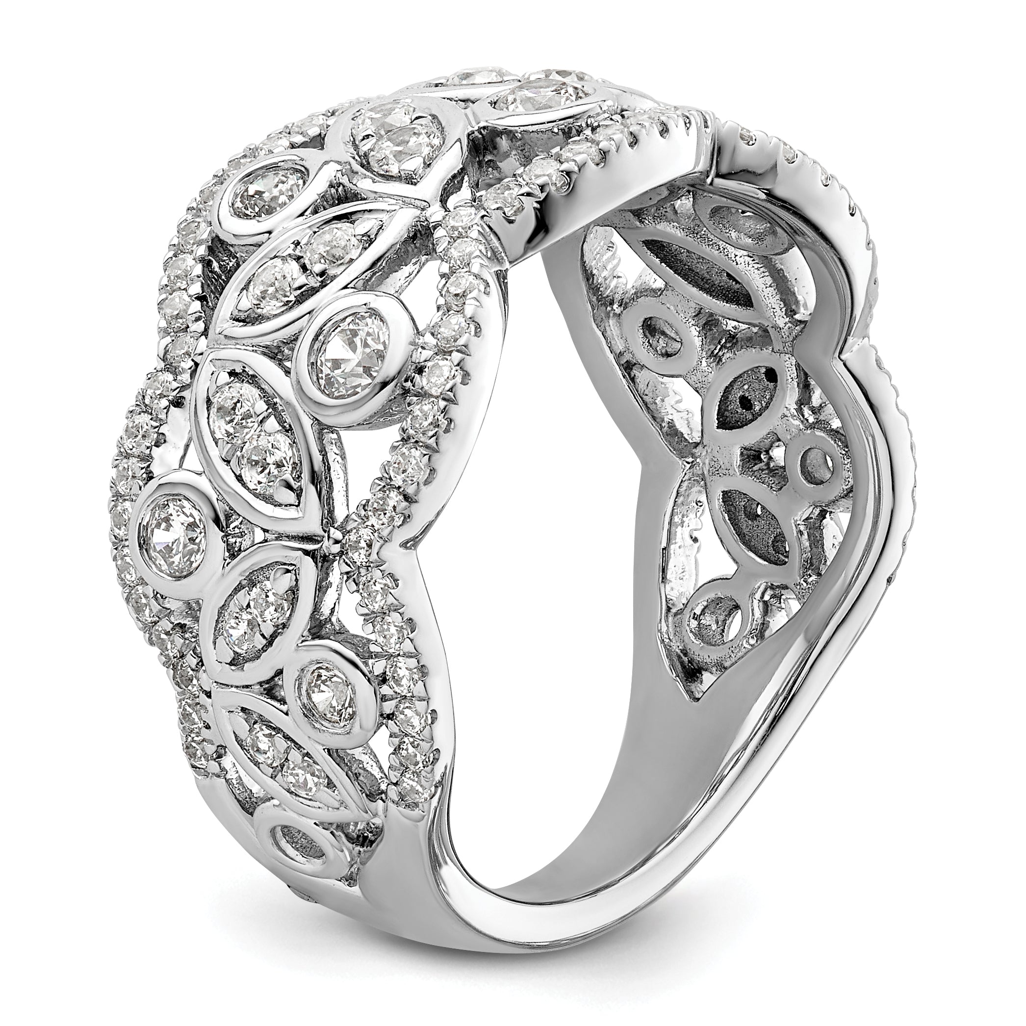14k White Gold 7/8 carat Lab Grown Diamond VS/SI+ G+ Complete Fashion Ring
