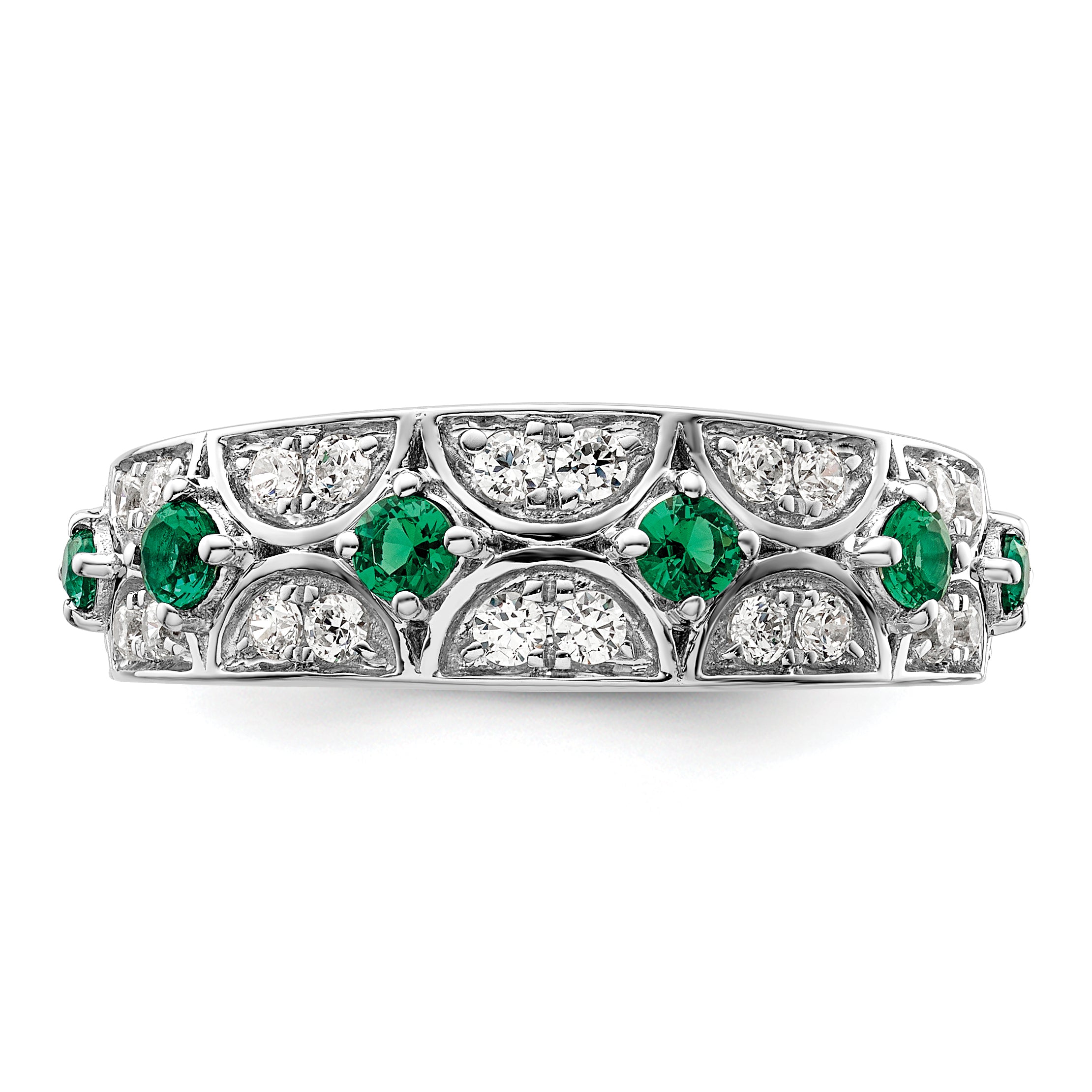 14k White Gold 1/2 carat Lab Grown Diamond VS/SI+ G+ and Lab Created Emerald Ring