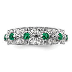 14k White Gold 1/2 carat Lab Grown Diamond VS/SI+ G+ and Lab Created Emerald Ring