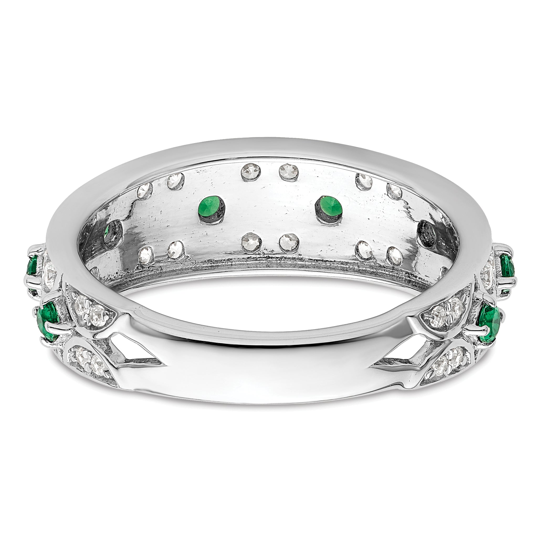 14k White Gold 1/2 carat Lab Grown Diamond VS/SI+ G+ and Lab Created Emerald Ring