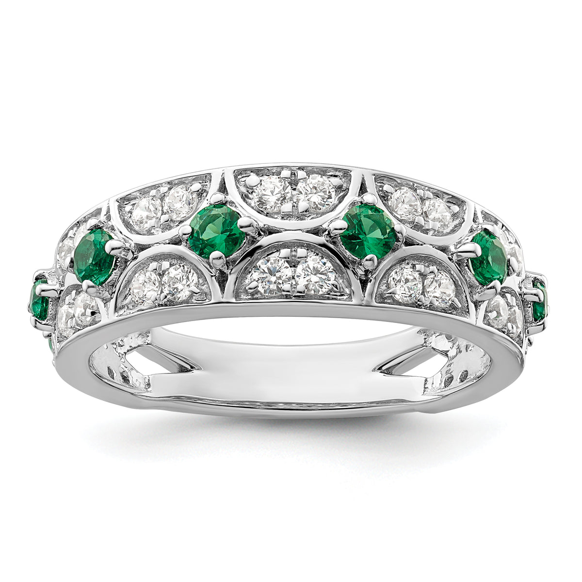 14k White Gold 1/2 carat Lab Grown Diamond VS/SI+ G+ and Lab Created Emerald Ring