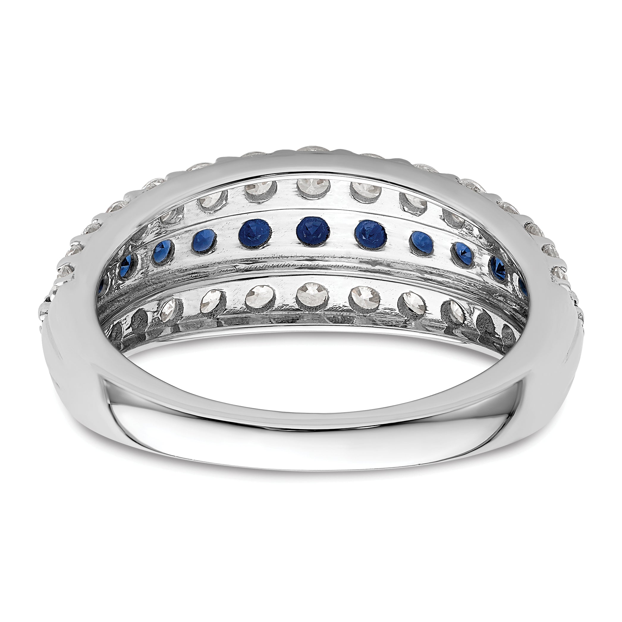 14k White Gold 7/8 carat Lab Grown Diamond VS/SI+ G+ and Lab Created Blue Sapphire Fashion Ring