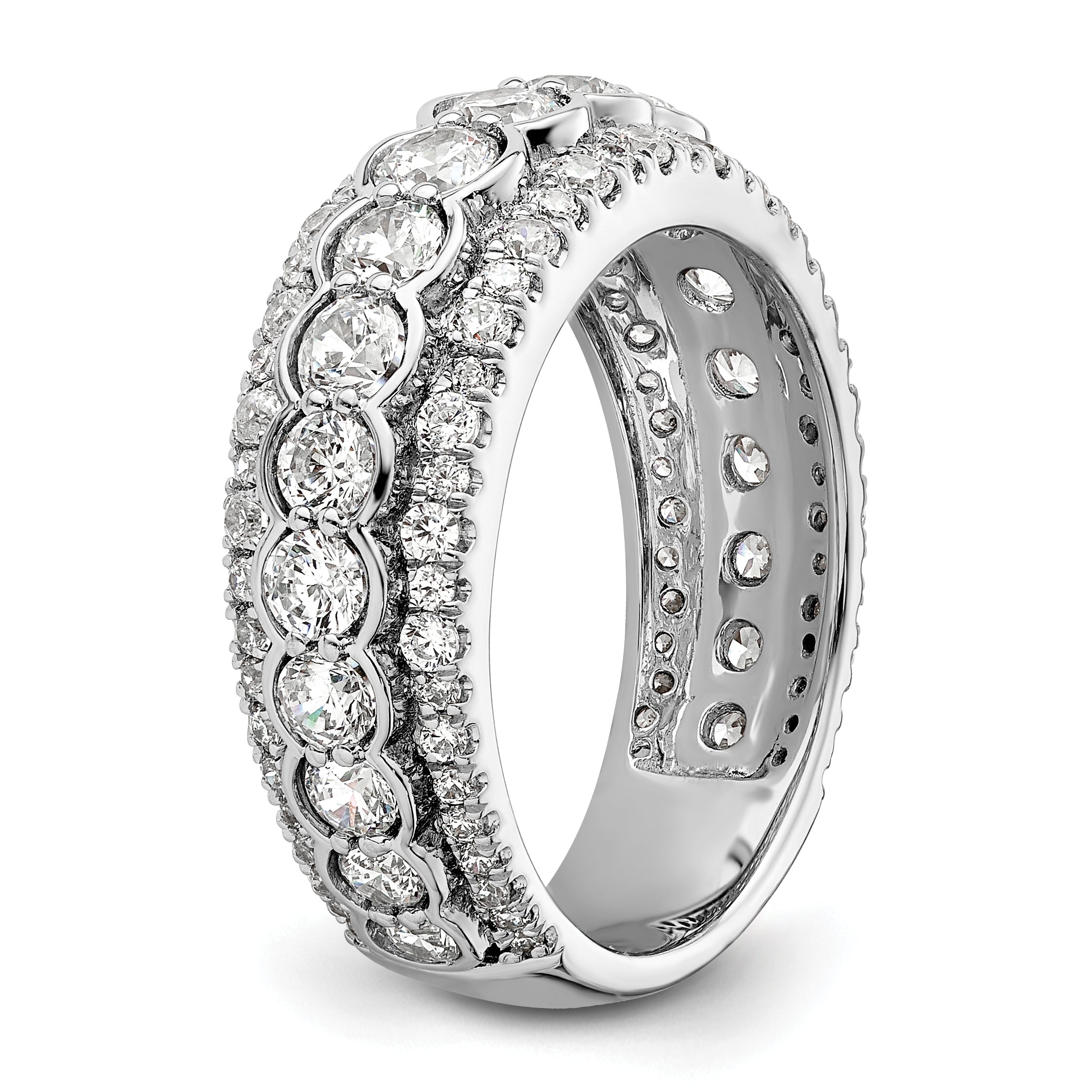14k White Gold 2 carat Lab Grown Diamond VS/SI+ G+ Complete Fashion Ring