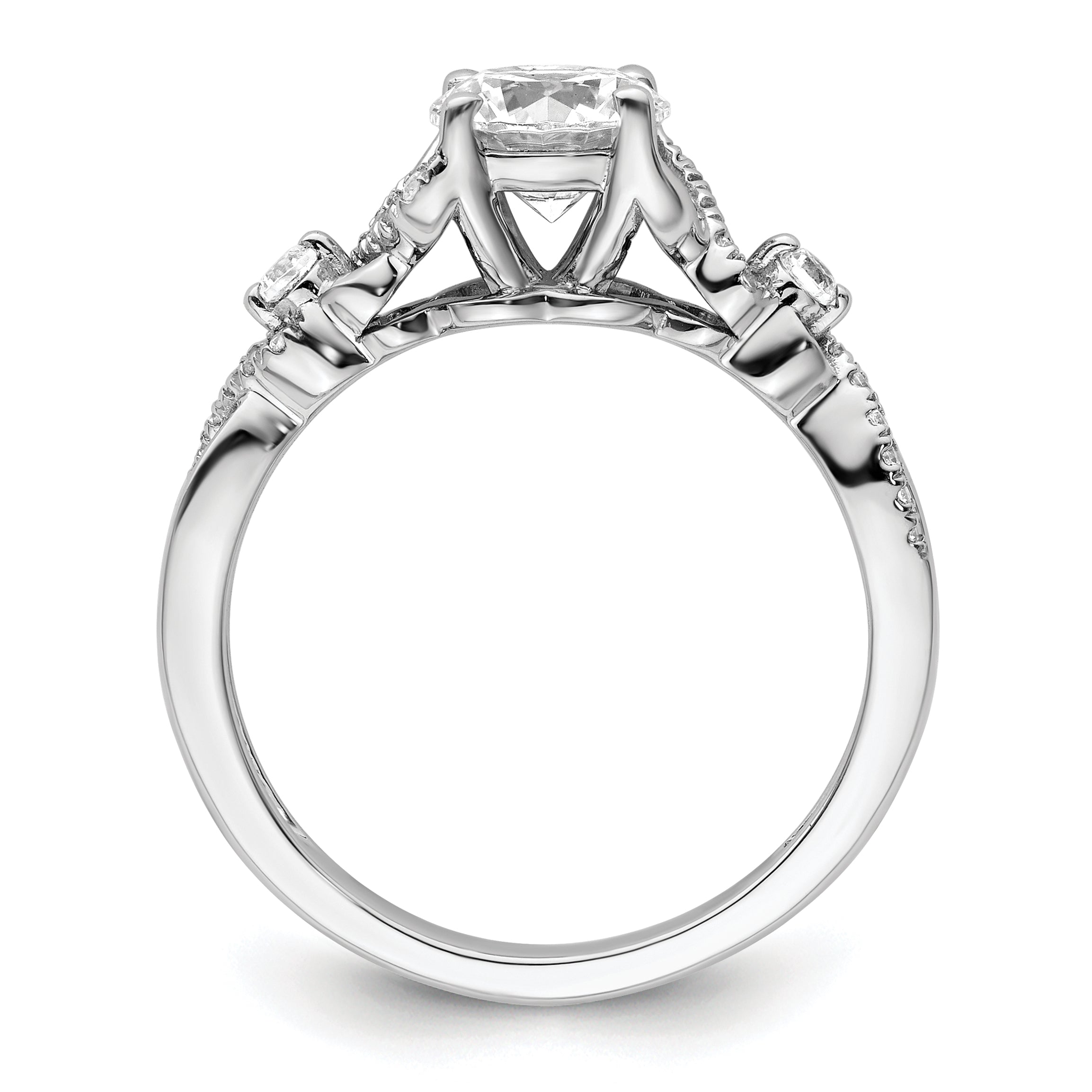 14k White Gold 1/6 carat Lab Grown Diamond VS/SI+ G+ 1 carat Center Round Bypass Engagement Ring