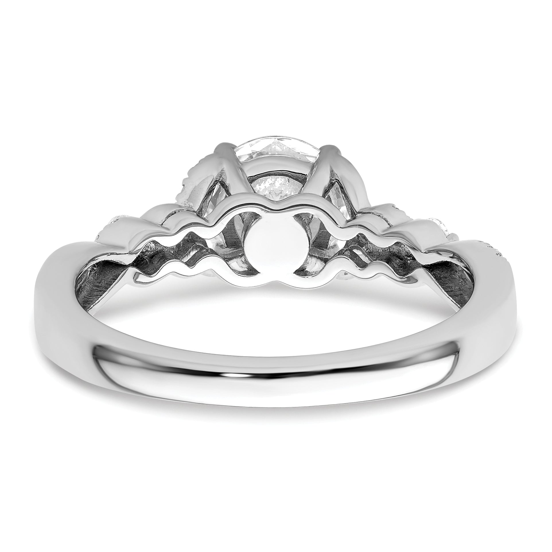 14k White Gold 1/6 carat Lab Grown Diamond VS/SI+ G+ 1 carat Center Round Bypass Engagement Ring