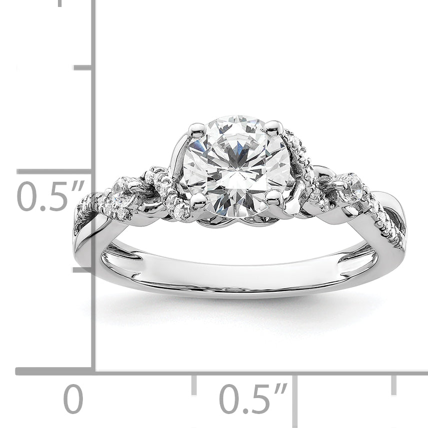 14k White Gold 1/6 carat Lab Grown Diamond VS/SI+ G+ 1 carat Center Round Bypass Engagement Ring