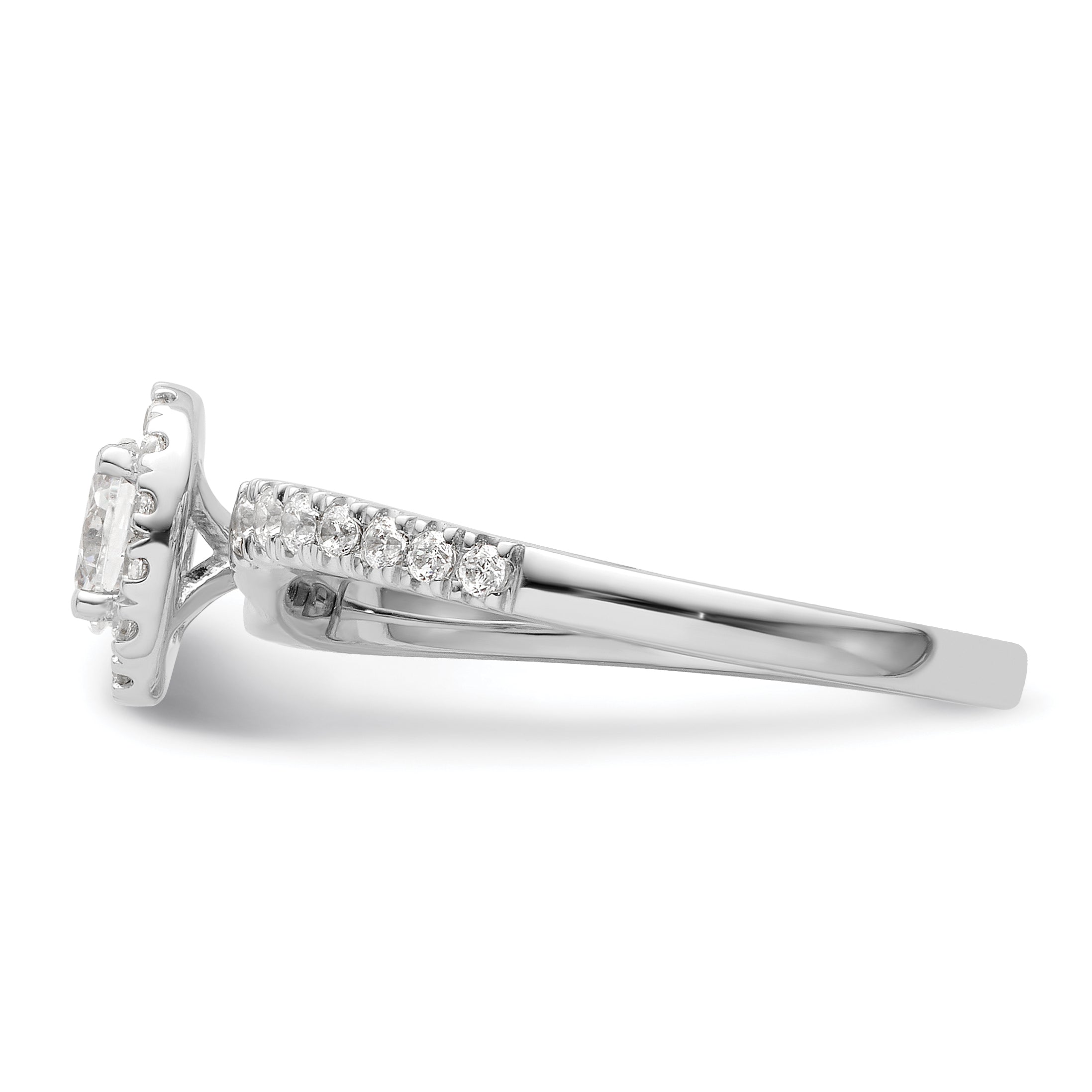 14K White Gold Lab Grown VS/SI+ G+ Dia Two Promises Halo Complete Eng Ring