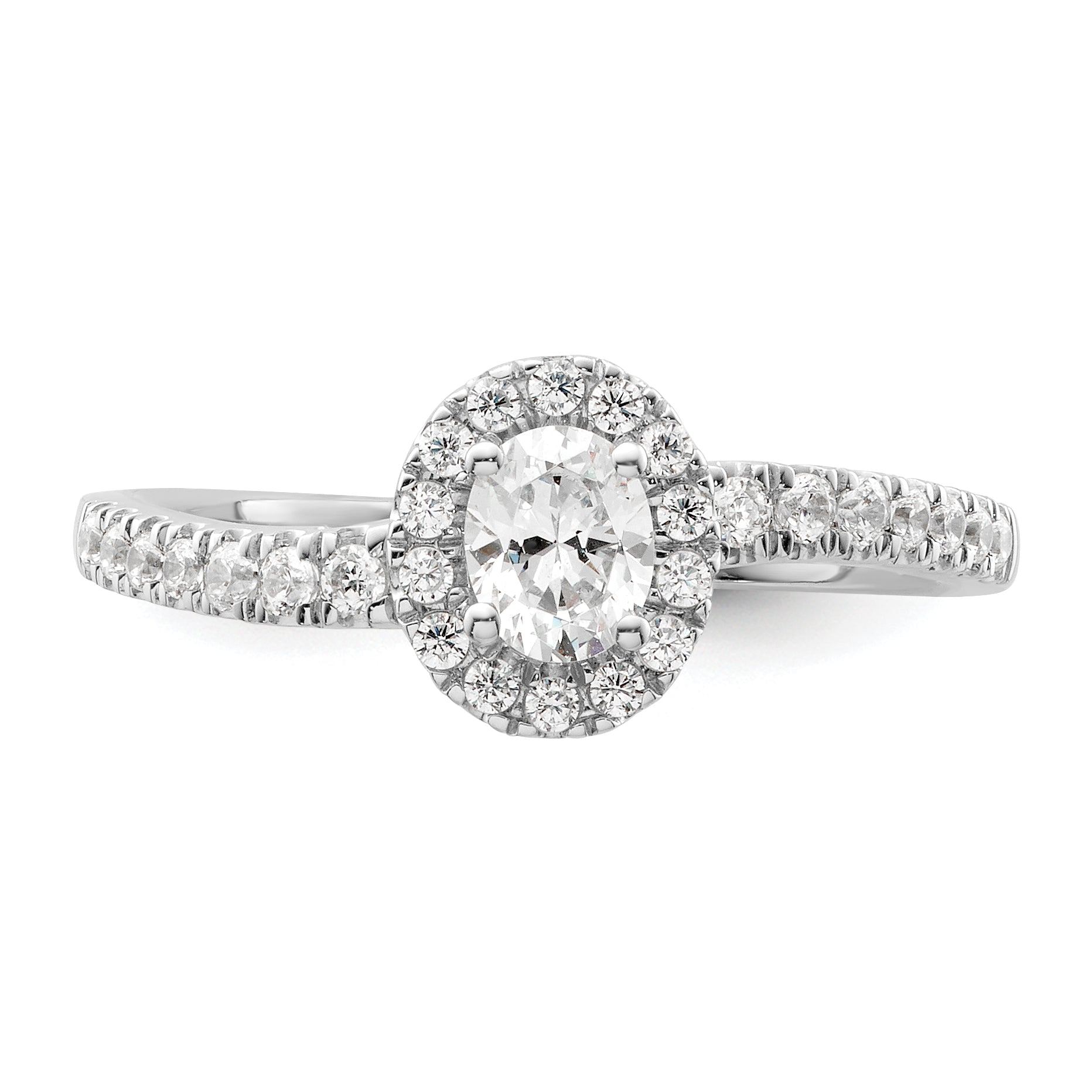14K White Gold Lab Grown VS/SI+ G+ Dia Two Promises Halo Complete Eng Ring