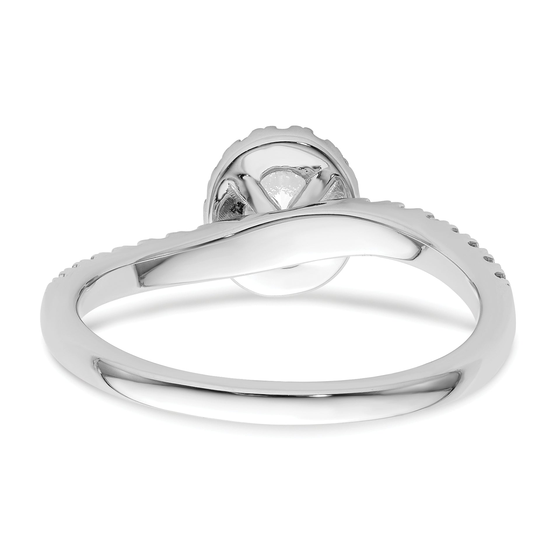 14K White Gold Lab Grown VS/SI+ G+ Dia Two Promises Halo Complete Eng Ring