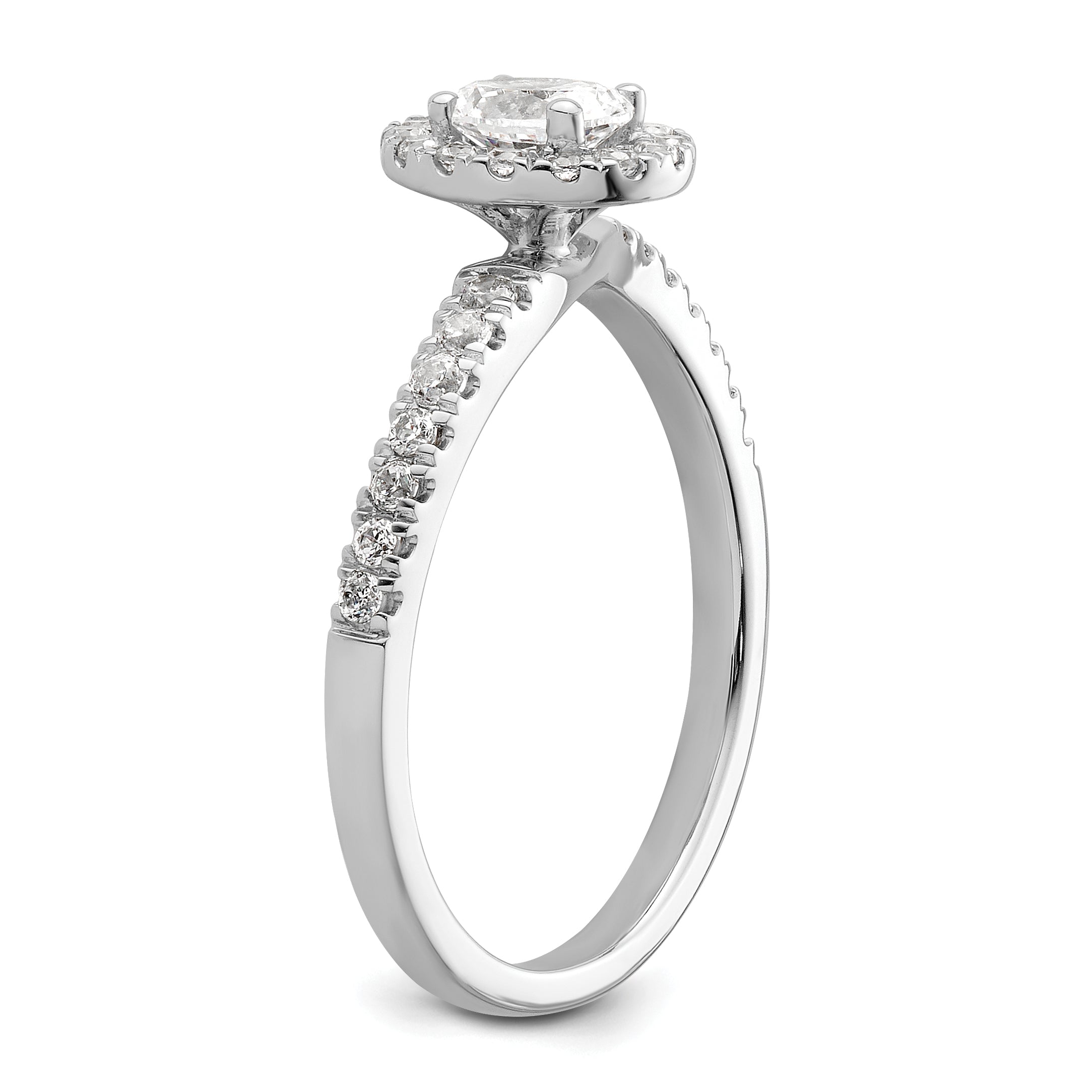 14K White Gold Lab Grown VS/SI+ G+ Dia Two Promises Halo Complete Eng Ring