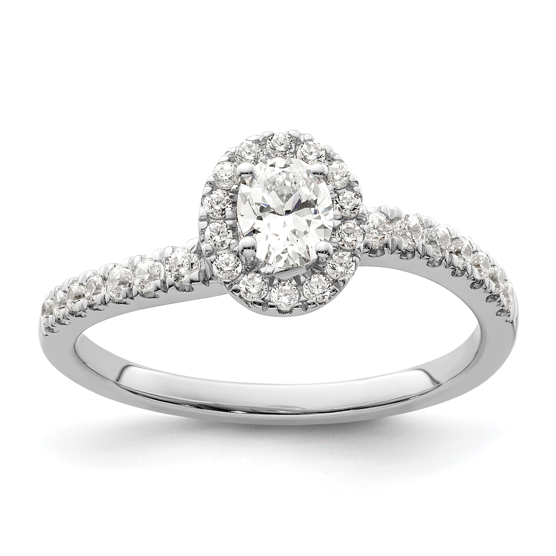 14K White Gold Lab Grown VS/SI+ G+ Dia Two Promises Halo Complete Eng Ring