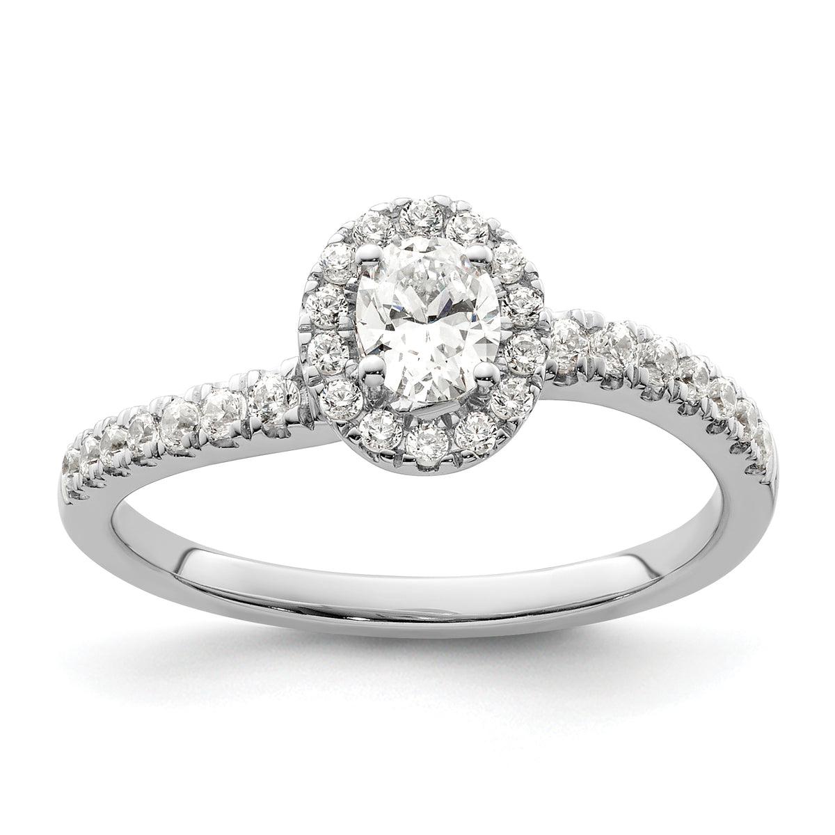 14K White Gold Lab Grown VS/SI+ G+ Dia Two Promises Halo Complete Eng Ring