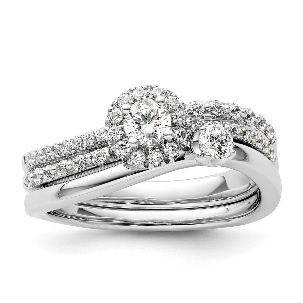 Two Promises 14k White Gold 1/2 carat Lab Grown Diamond VS/SI+ G+ Complete Halo Engagement Ring