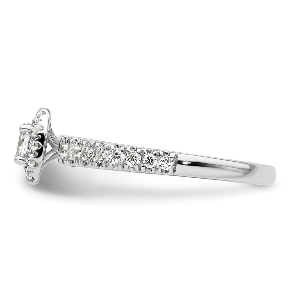 Two Promises 14k White Gold 5/8 carat Lab Grown Diamond VS/SI+ G+ Complete Petite Halo Engagement Ring