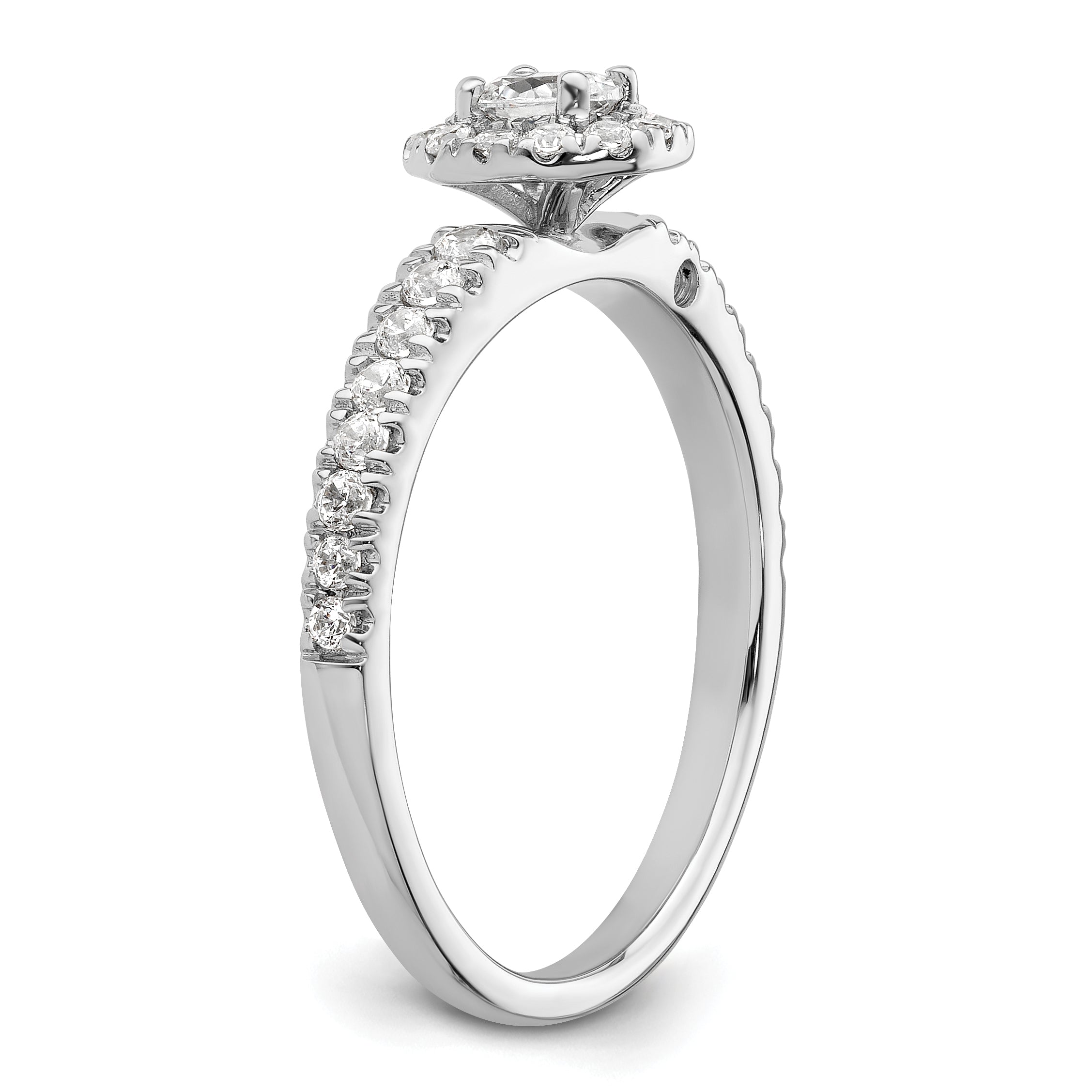 Two Promises 14k White Gold 5/8 carat Lab Grown Diamond VS/SI+ G+ Complete Petite Halo Engagement Ring