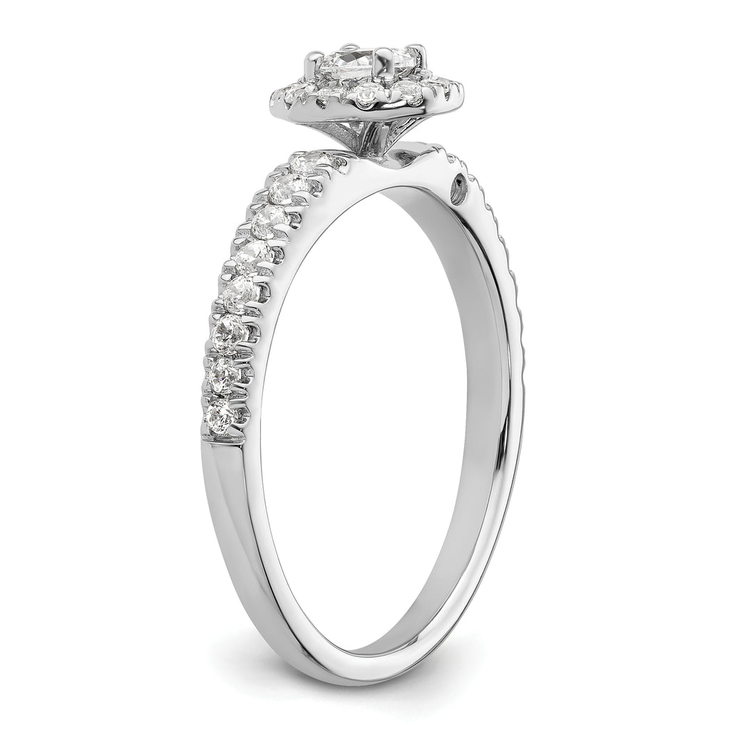 Two Promises 14k White Gold 5/8 carat Lab Grown Diamond VS/SI+ G+ Complete Petite Halo Engagement Ring