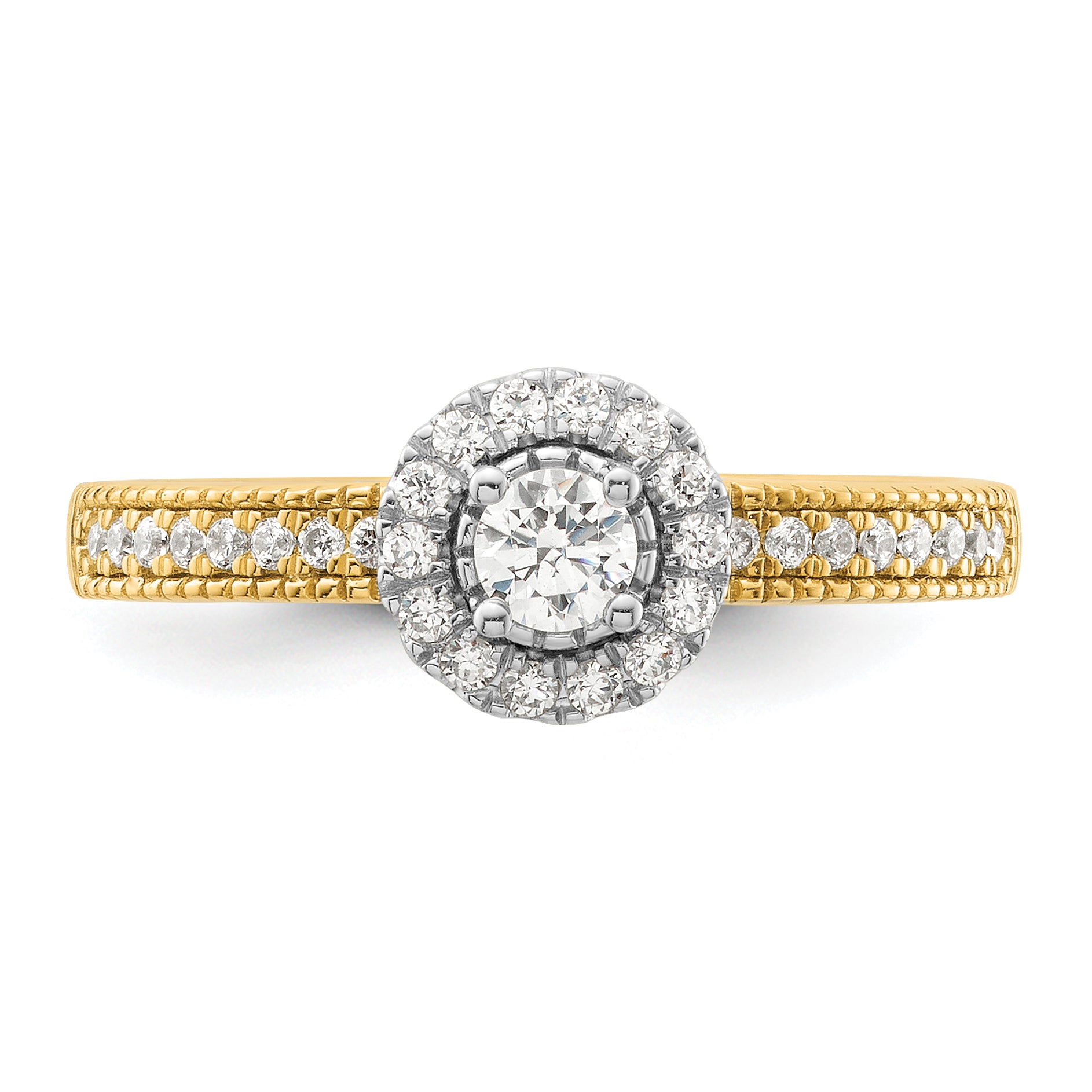 14K Two-Tone Lab Grown VS/SI+ G+ Dia Two Promises Halo Complete Engagement