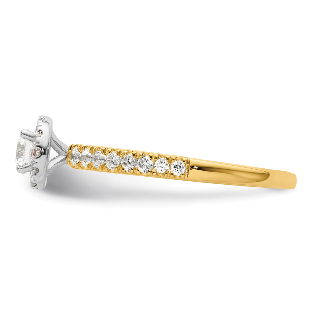 Two Promises 14k Two-tone 5/8 carat Lab Grown Diamond VS/SI+ G+ Complete Petite Halo Engagement Ring