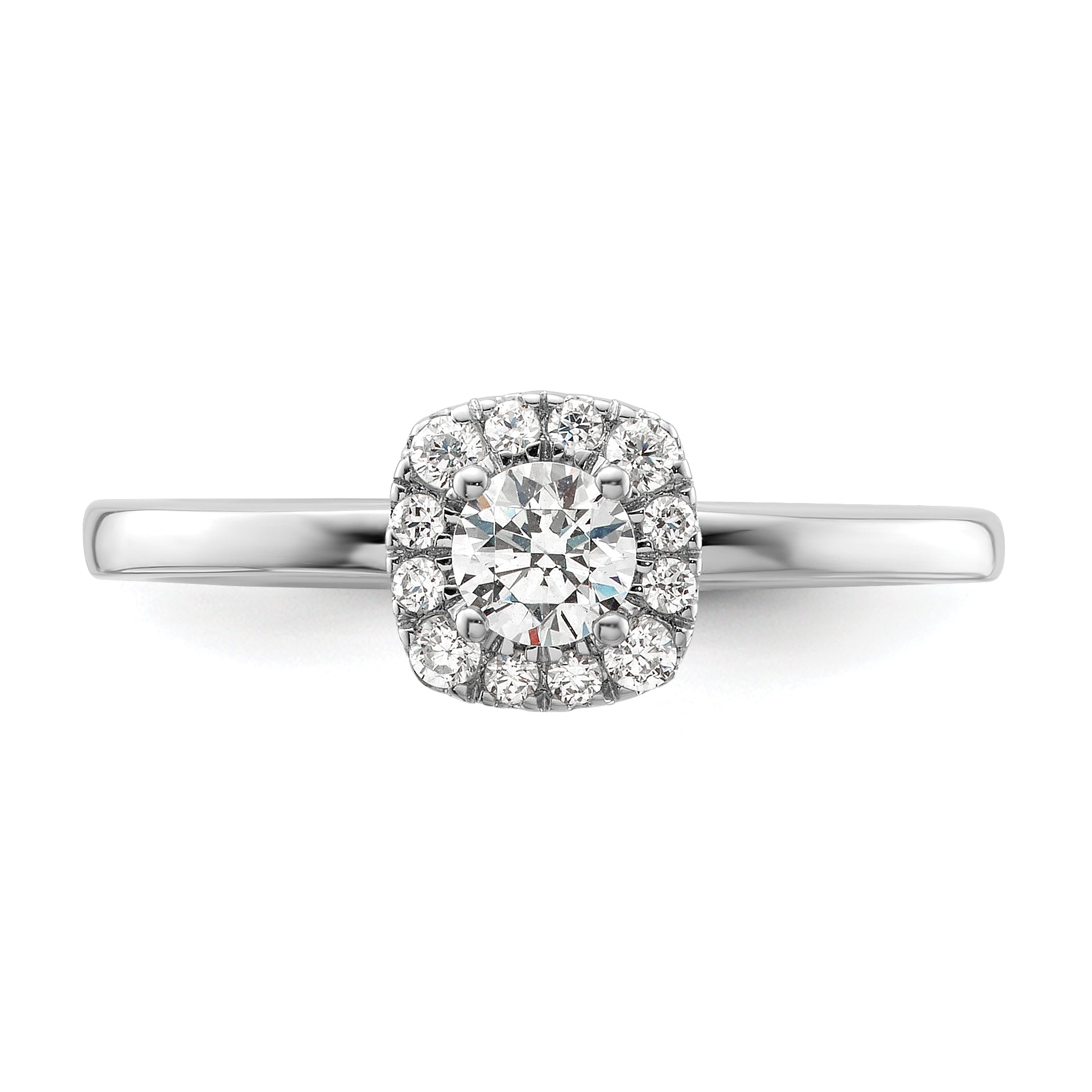 Two Promises 14k White Gold 3/8 carat Lab Grown Diamond VS/SI+ G+ Complete Petite Halo Engagement Ring