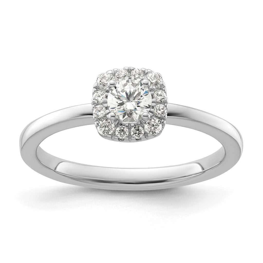 Two Promises 14k White Gold 3/8 carat Lab Grown Diamond VS/SI+ G+ Complete Petite Halo Engagement Ring