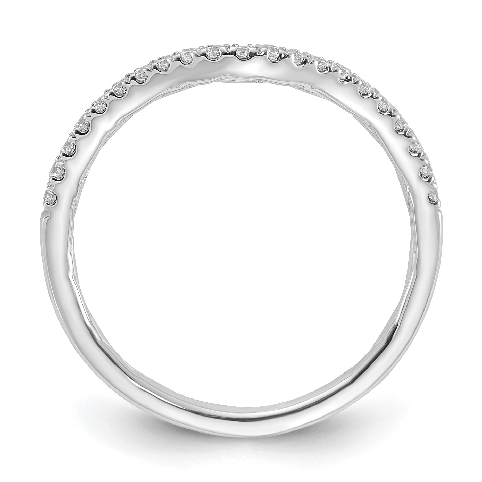 14k White Gold 1/6 carat Lab Grown Diamond VS+ F+ Complete Contoured Wedding Band