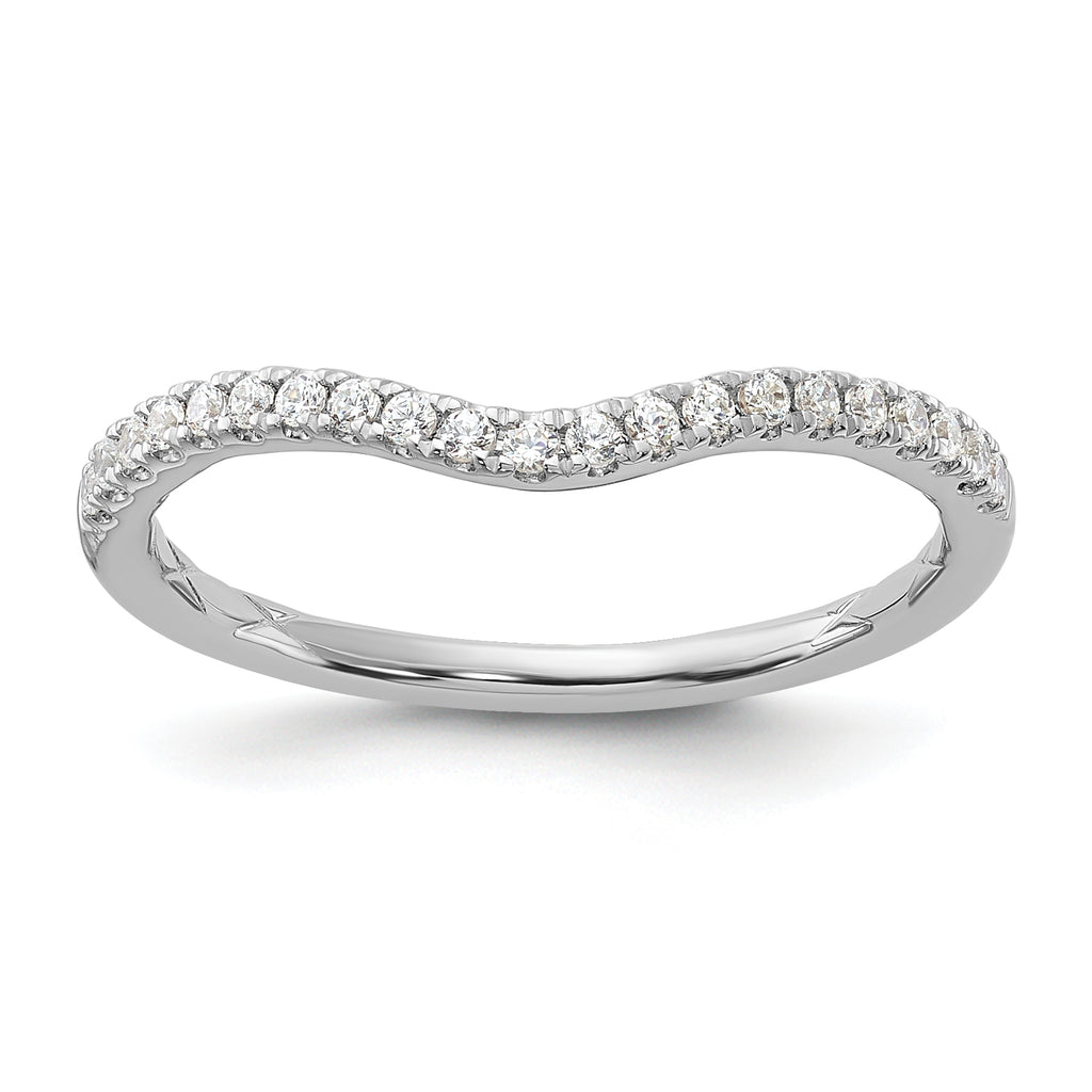 14k White Gold 1/6 carat Lab Grown Diamond VS+ F+ Complete Contoured Wedding Band