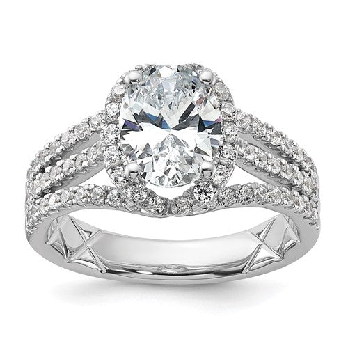 Halo Lab-Grown Diamond Engagement Ring in 14K White Gold (2 1/8 ct. tw.), Size 7 - Sophia Jewelers