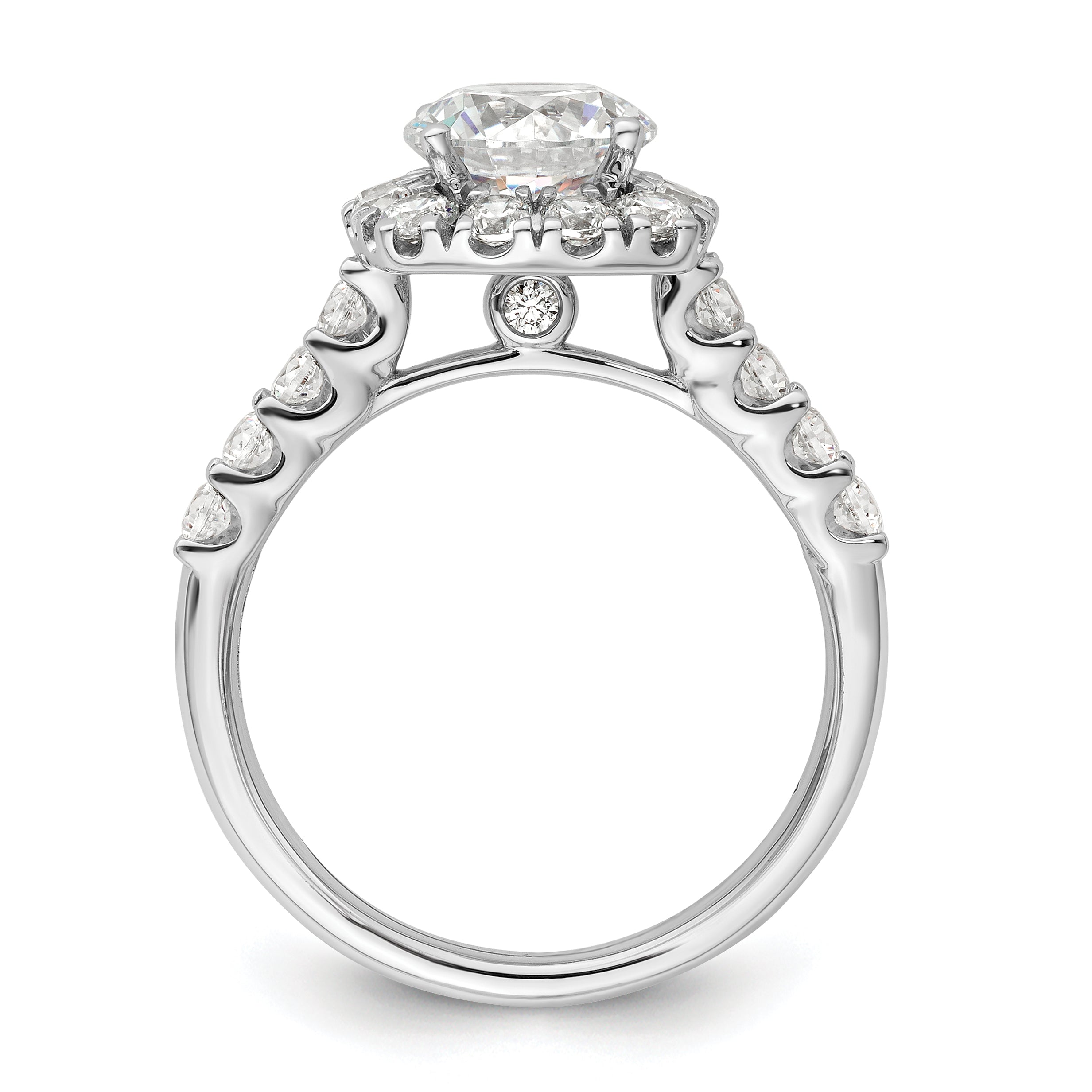 14k White Gold 1 carat Lab Grown Diamond VS/SI+ G+ 1 1/2 carat Center Round Semi Mount Halo Engagement Ring Main image