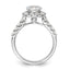 14k White Gold 1 carat Lab Grown Diamond VS/SI+ G+ 1 1/2 carat Center Round Semi Mount Halo Engagement Ring