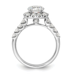 14k White Gold 1 carat Lab Grown Diamond VS/SI+ G+ 1 1/2 carat Center Round Semi Mount Halo Engagement Ring
