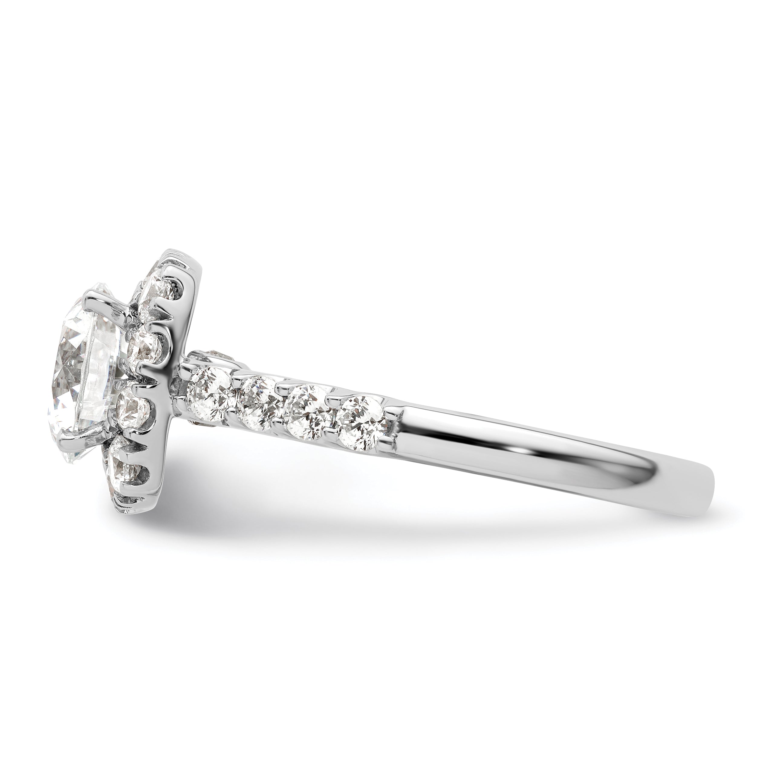 14k White Gold 1 carat Lab Grown Diamond VS/SI+ G+ 1 1/2 carat Center Round Semi Mount Halo Engagement Ring Secondary image