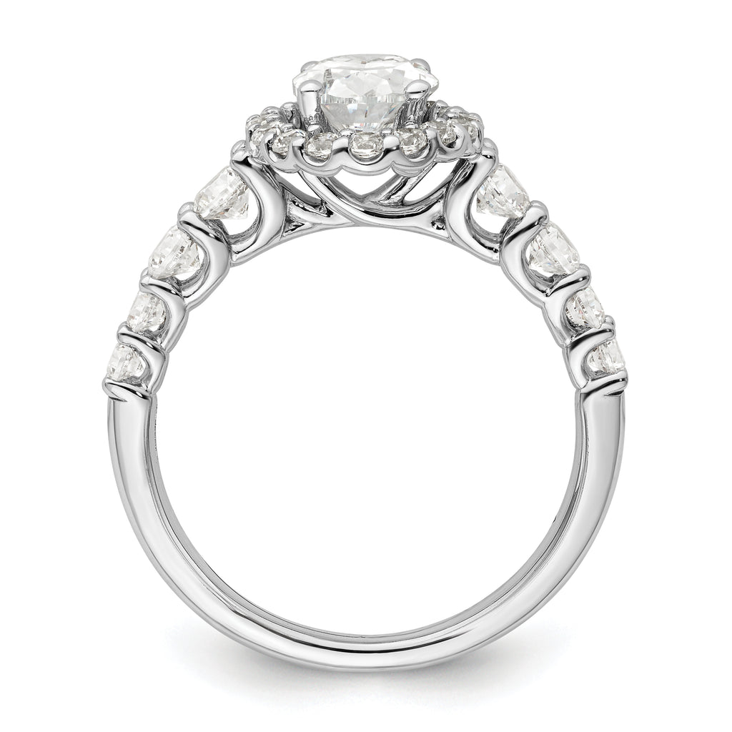 14k White Gold 7/8 carat Lab Grown Diamond VS/SI+ G+ 1 carat Center Oval Semi Mount Engagement Ring