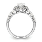 14k White Gold 7/8 carat Lab Grown Diamond VS/SI+ G+ 1 carat Center Oval Semi Mount Engagement Ring