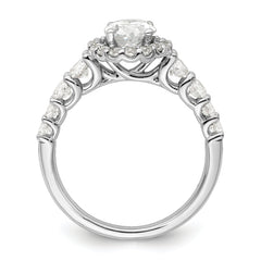 14k White Gold 7/8 carat Lab Grown Diamond VS/SI+ G+ 1 carat Center Oval Semi Mount Engagement Ring