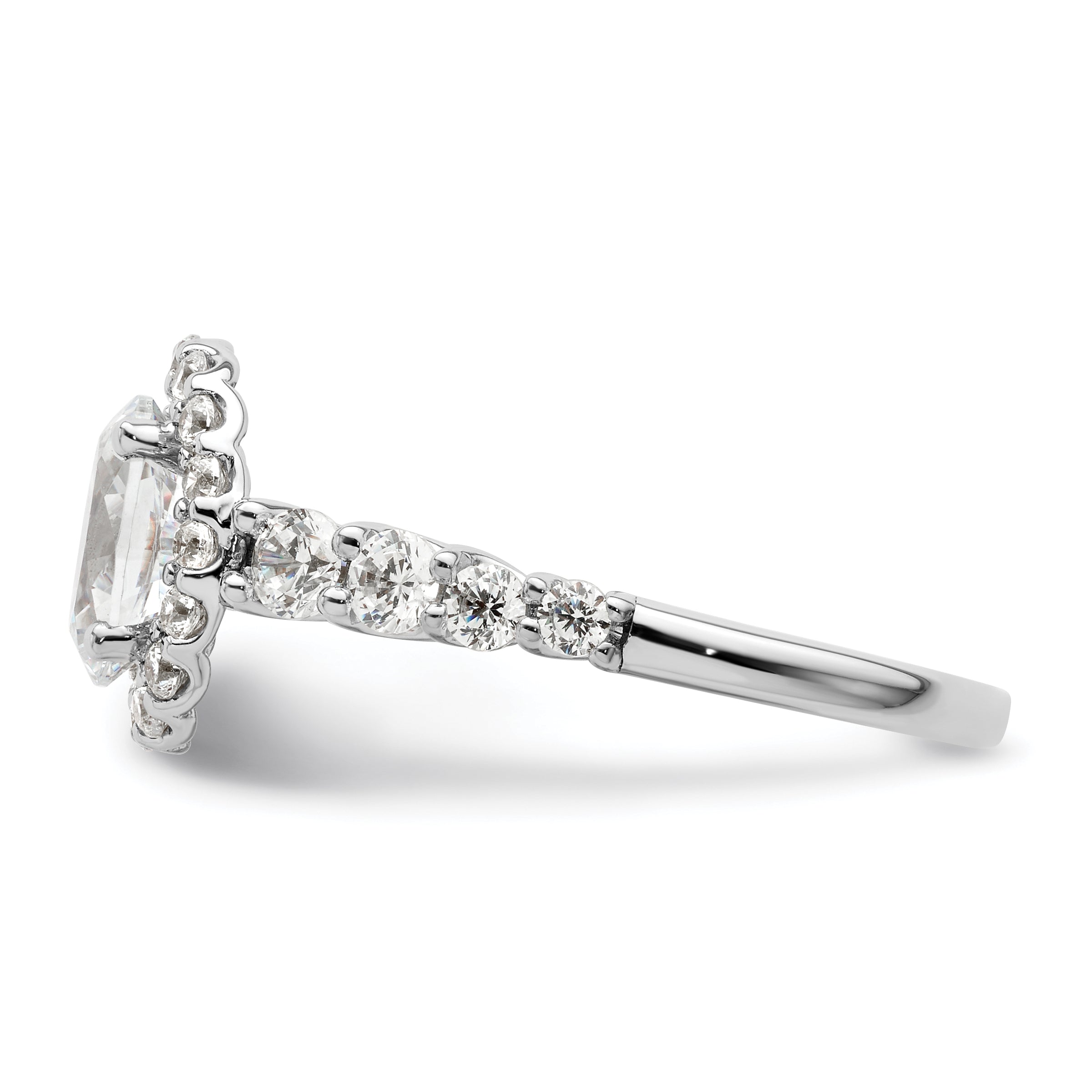 14k White Gold 7/8 carat Lab Grown Diamond VS/SI+ G+ 1 carat Center Oval Semi Mount Engagement Ring