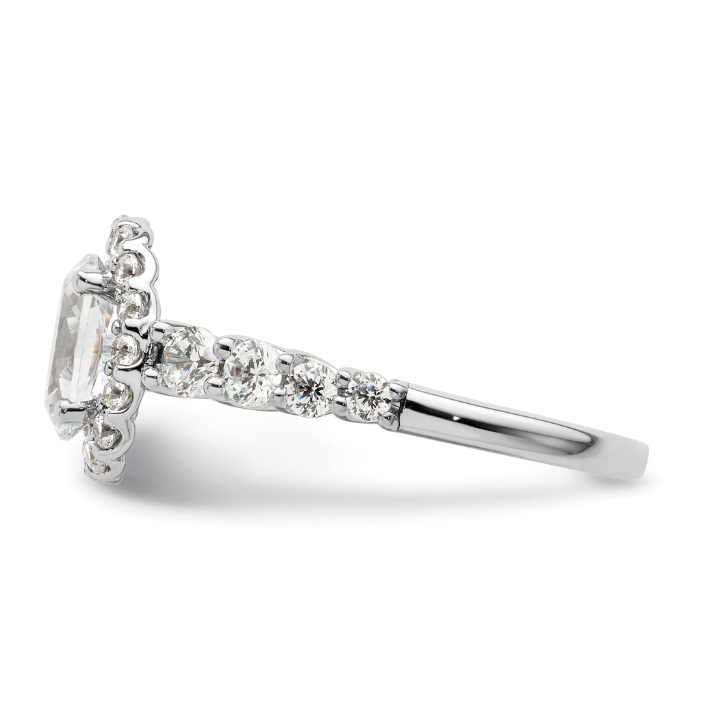 14k White Gold 7/8 carat Lab Grown Diamond VS/SI+ G+ 1 carat Center Oval Semi Mount Engagement Ring