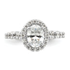 14k White Gold 7/8 carat Lab Grown Diamond VS/SI+ G+ 1 carat Center Oval Semi Mount Engagement Ring