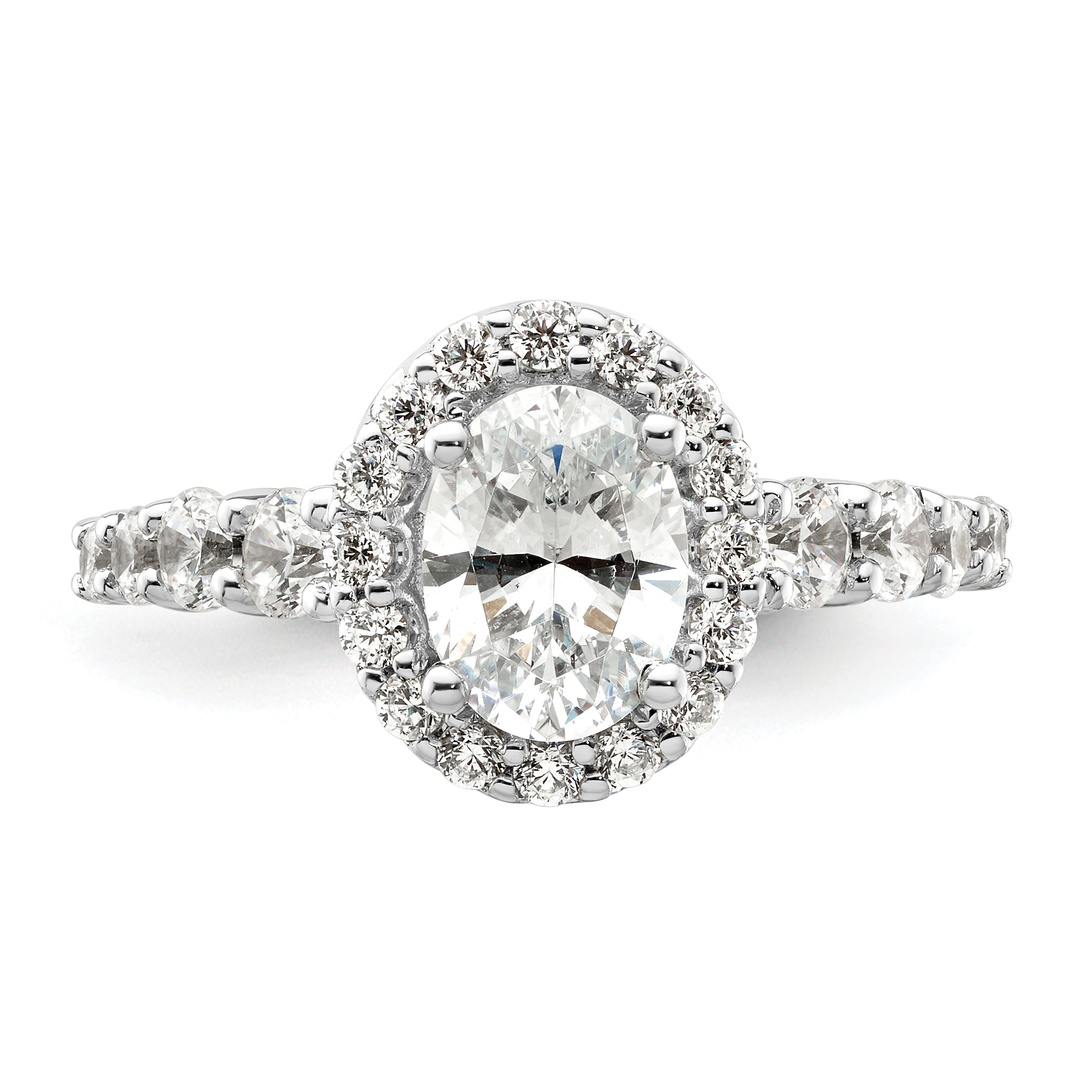 14k White Gold 7/8 carat Lab Grown Diamond VS/SI+ G+ 1 carat Center Oval Semi Mount Engagement Ring
