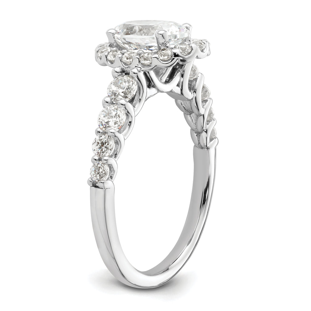 14k White Gold 7/8 carat Lab Grown Diamond VS/SI+ G+ 1 carat Center Oval Semi Mount Engagement Ring