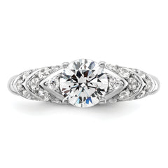 14k White Gold 1/3 carat Lab Grown Diamond VS/SI+ G+ 1 carat Center Round Semi Mount Shared Prong Engagement Ring