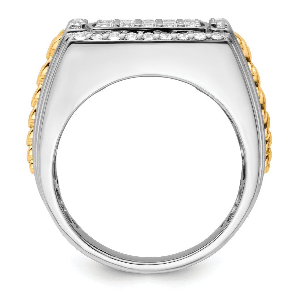 14k Two-Tone 1 1/2 carat Lab Grown Diamond VS/SI+ G+ Men's Ring