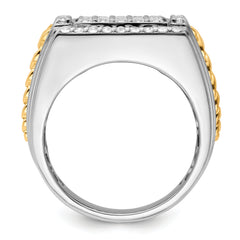 14k Two-Tone 1 1/2 carat Lab Grown Diamond VS/SI+ G+ Men's Ring