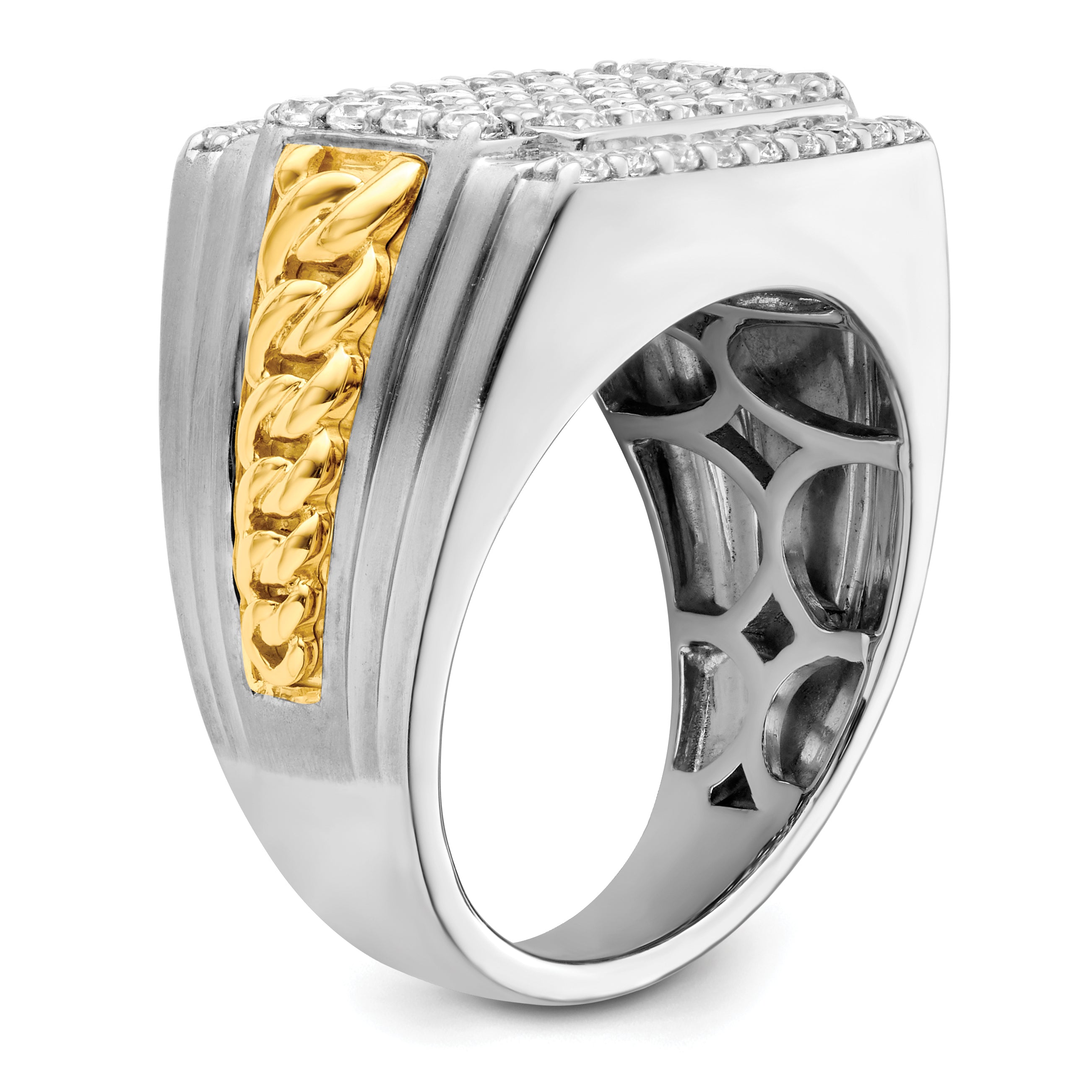 14k Two-Tone 1 1/2 carat Lab Grown Diamond VS/SI+ G+ Men's Ring